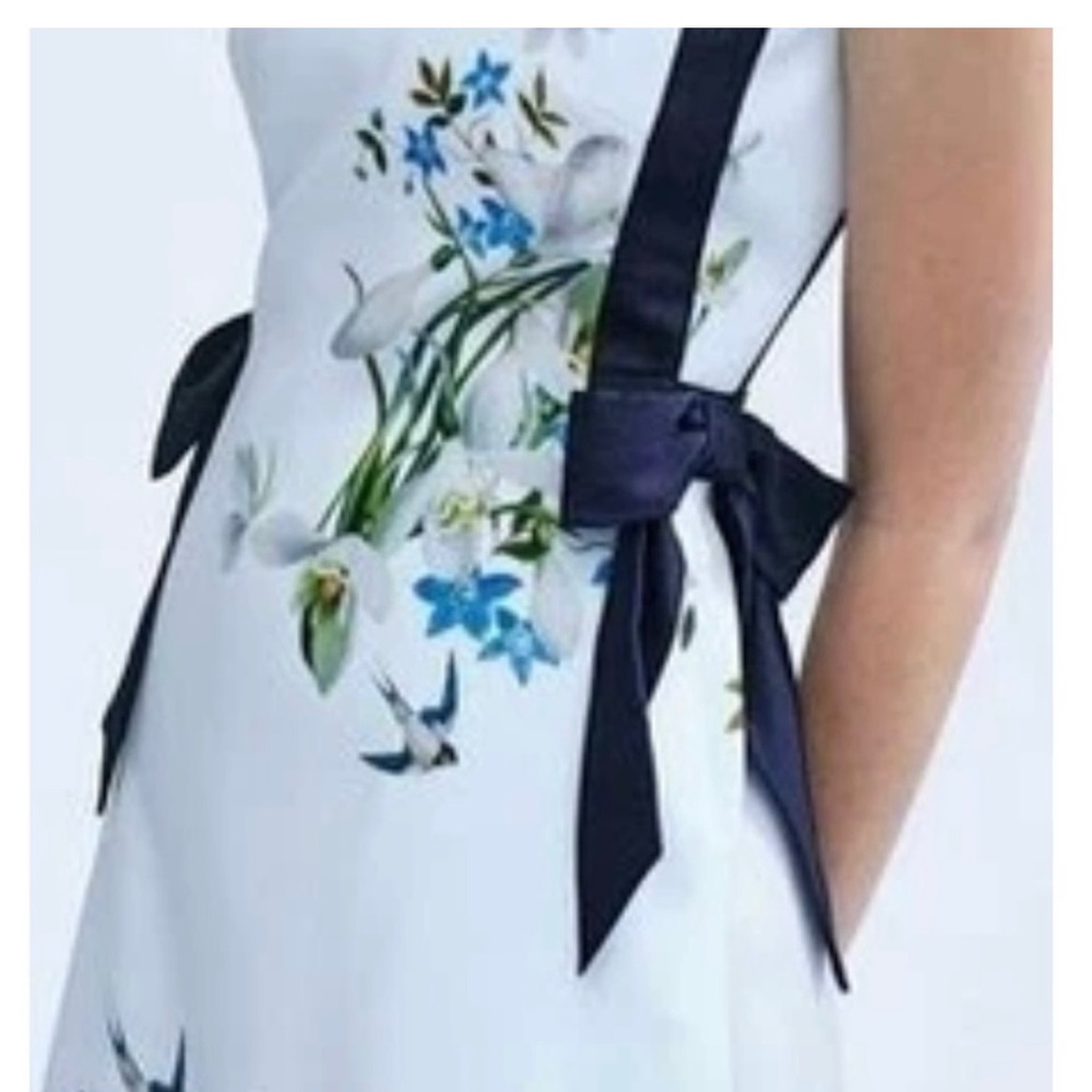 Ted Baker London Dress Sipnela Spring Meadow Light Blue Floral Dress Bow - Picture 2 of 6